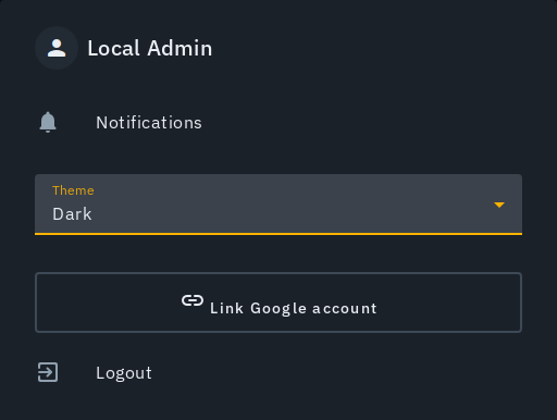 The profile menu's "Link Google account" button